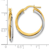 14k Two Tone Polished Double Hoops TF1194