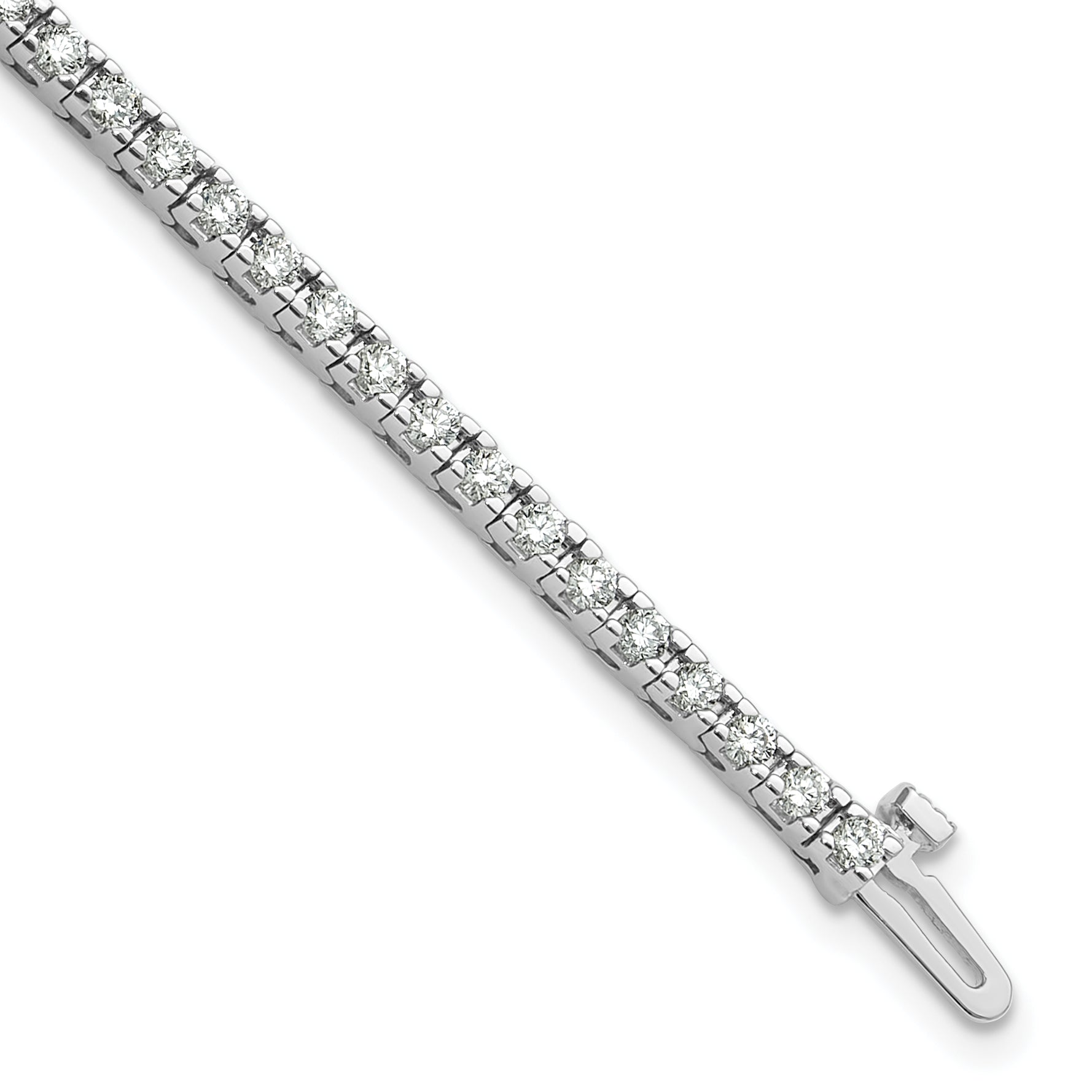 14k White Gold Complete 2.17 carat Round AAA Diamond 4-prong 7 inch Tennis Bracelet X730WAAA