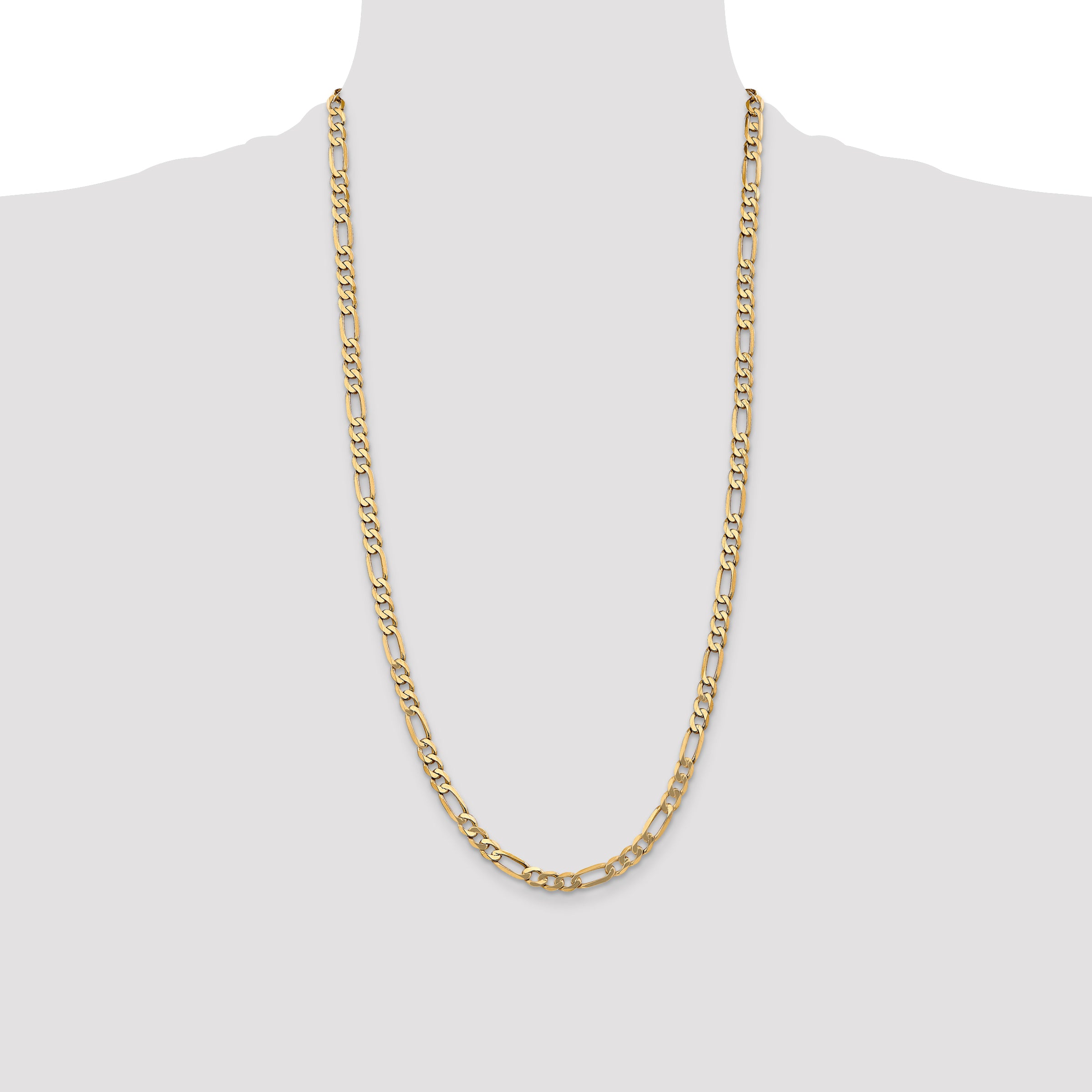 14K 26 inch 5.25mm Flat Figaro with Lobster Clasp Chain FFL140