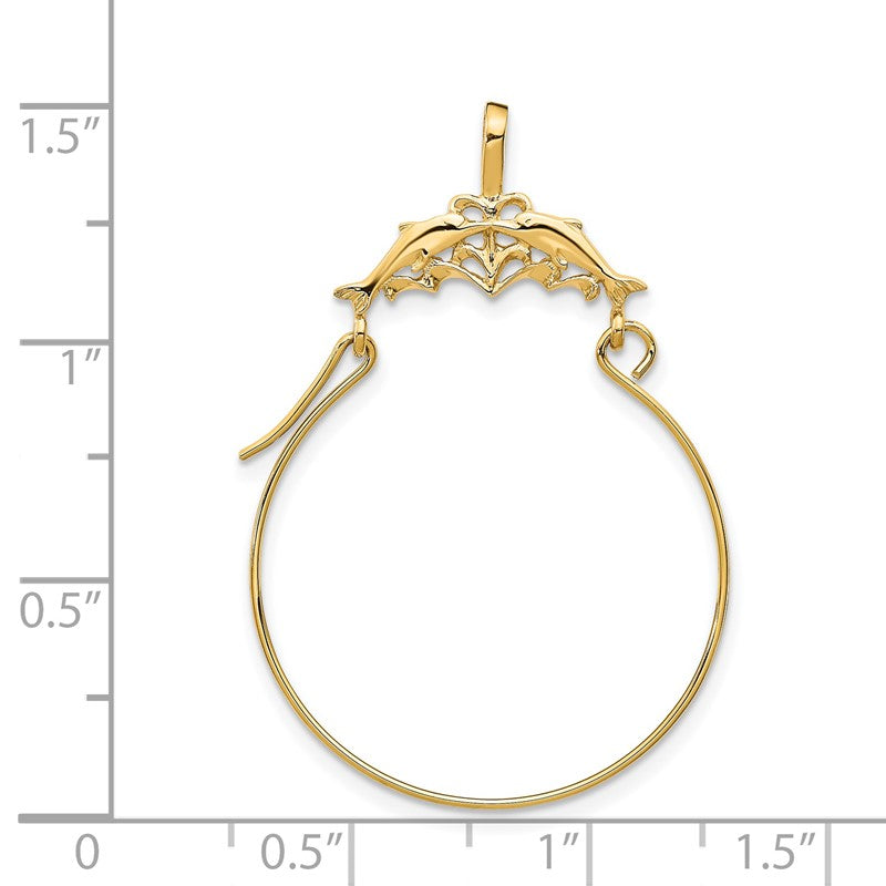 14k Double Dolphins Charm Holder Pendant D2901