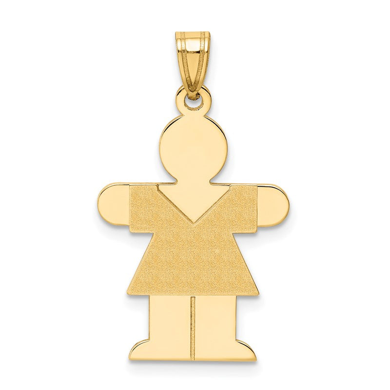 14k The Kids Solid Satin Medium Girl Engravable Hugs Charm XK111