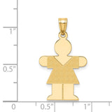 14k The Kids Solid Satin Medium Girl Engravable Hugs Charm XK111