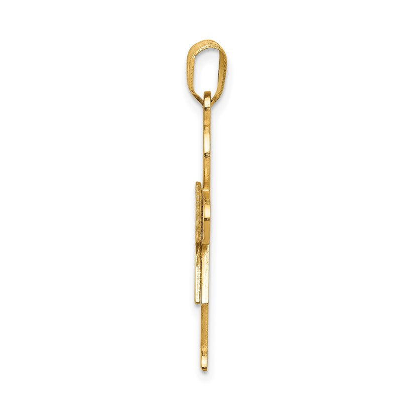 14k The Kids Solid Satin Medium Girl Engravable Hugs Charm XK111