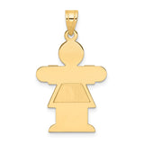14k The Kids Solid Satin Medium Girl Engravable Hugs Charm XK111