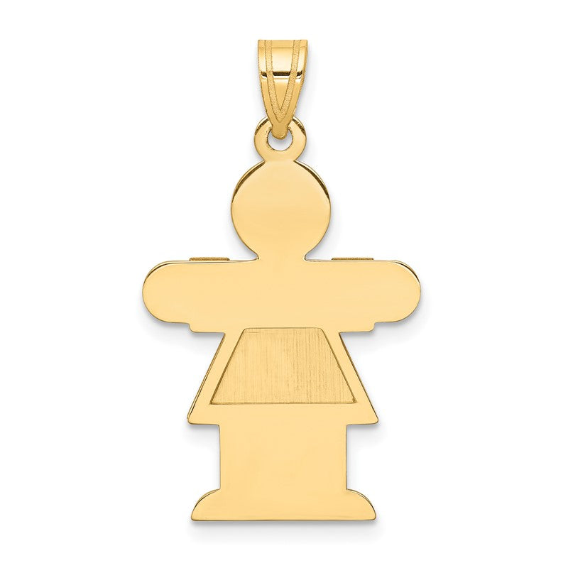 14k The Kids Solid Satin Medium Girl Engravable Hugs Charm XK111