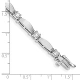 14k White Gold Complete 1.87 carat Round AAA Diamond Curved Bar Link 7 inch Tennis Bracelet X2362WAAA
