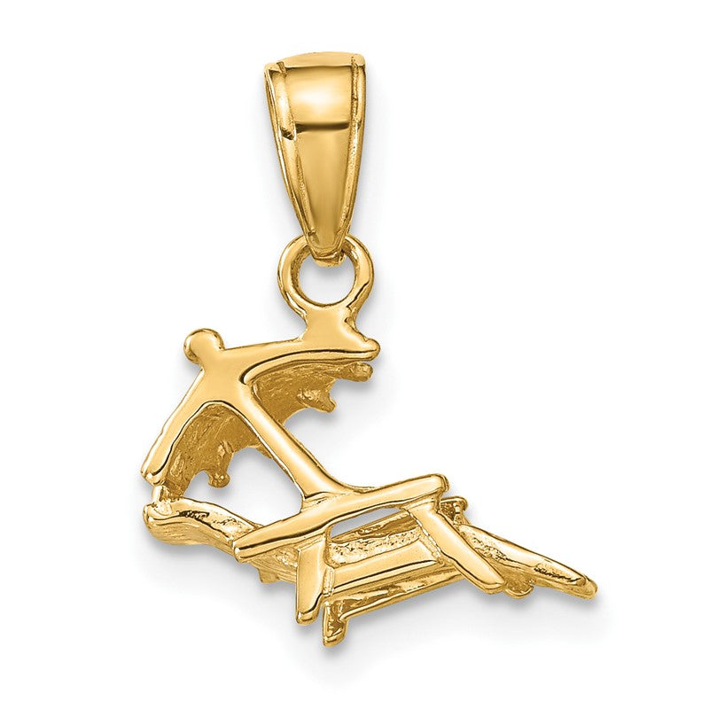 14K 3-D Lounge Beach Chair with Umbrella Pendant D4171