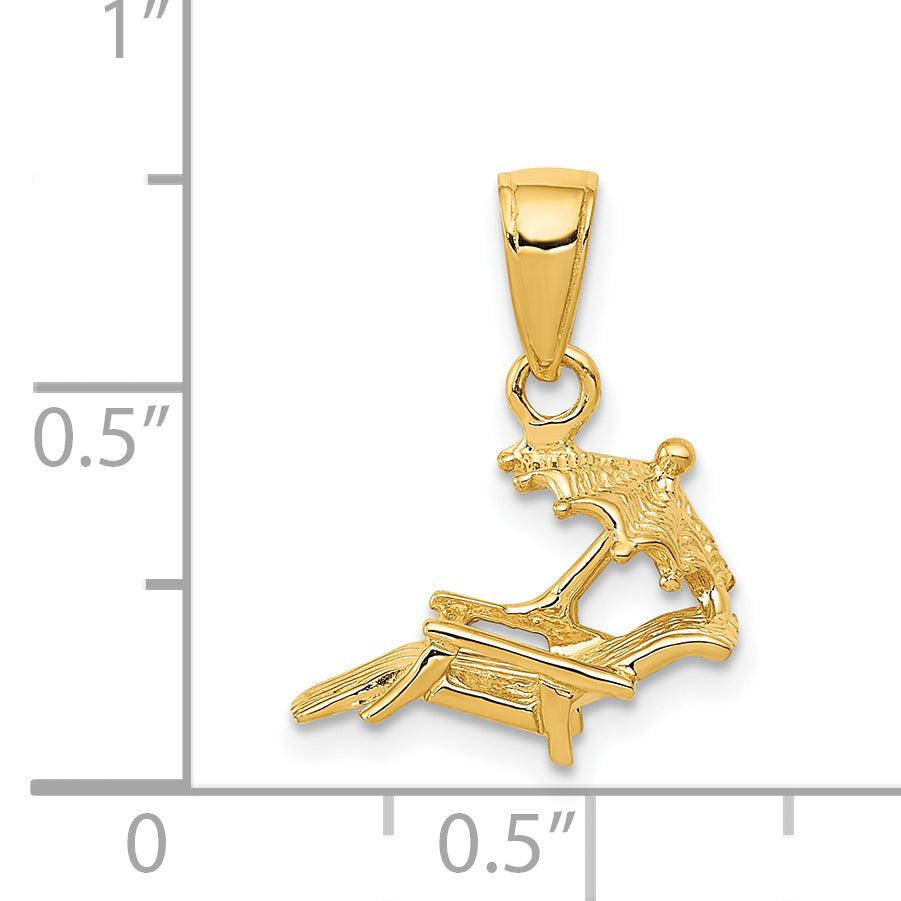 14K 3-D Lounge Beach Chair with Umbrella Pendant D4171