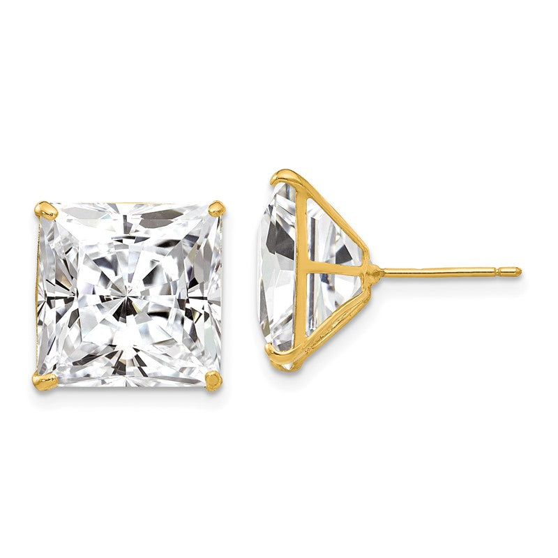 14k 12mm Square CZ Post Earrings XD45CZ