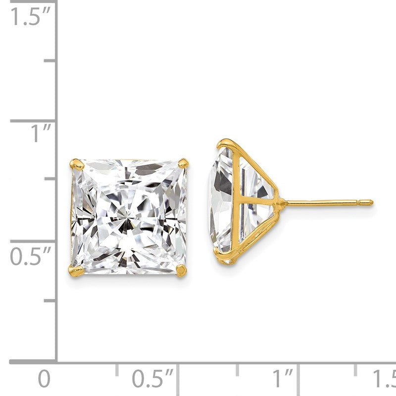 14k 12mm Square CZ Post Earrings XD45CZ