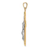 14k Two-tone Polished and Textured INRI Crucifix Pendant XR1659