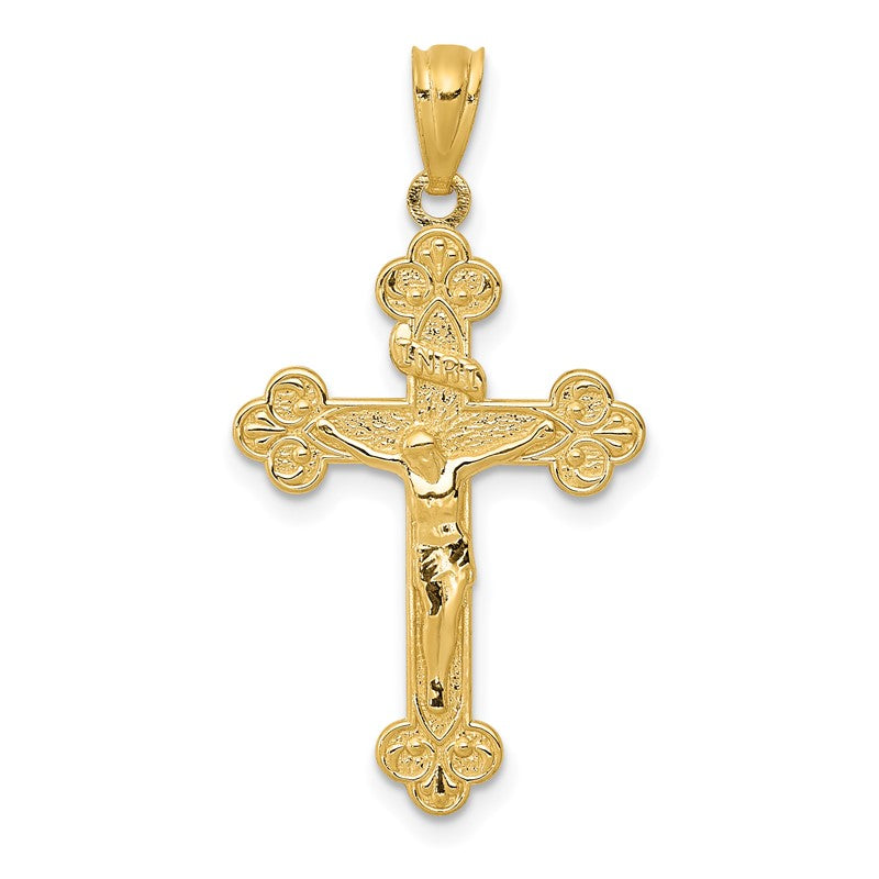 14k Gold Polished INRI Medium Crucifix Pendant XR1495