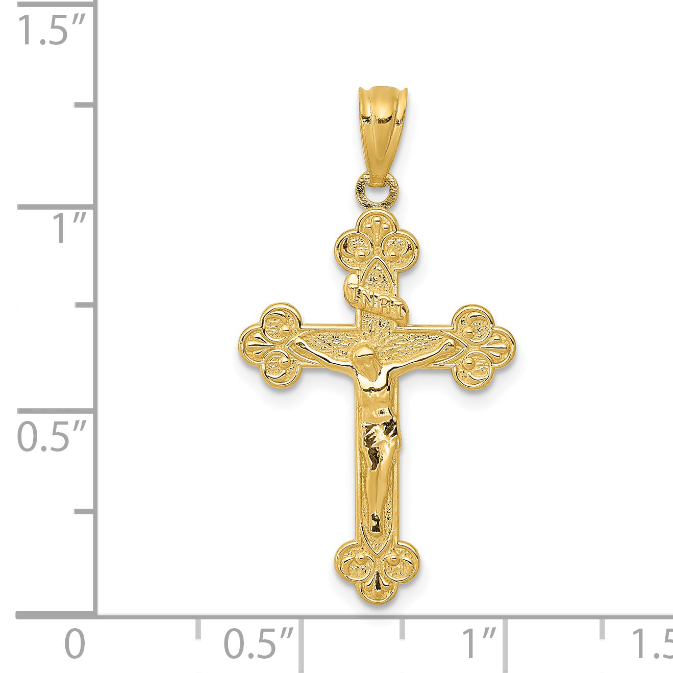 14k Gold Polished INRI Medium Crucifix Pendant XR1495