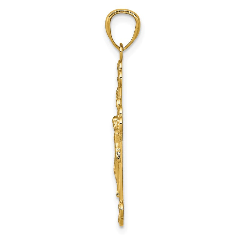 14k Gold Polished INRI Medium Crucifix Pendant XR1495
