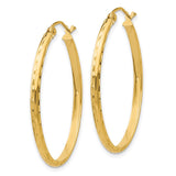 14k 2.5x35mm Lightweight Diamond-cut Oval Tube Hoop Earrings TE514