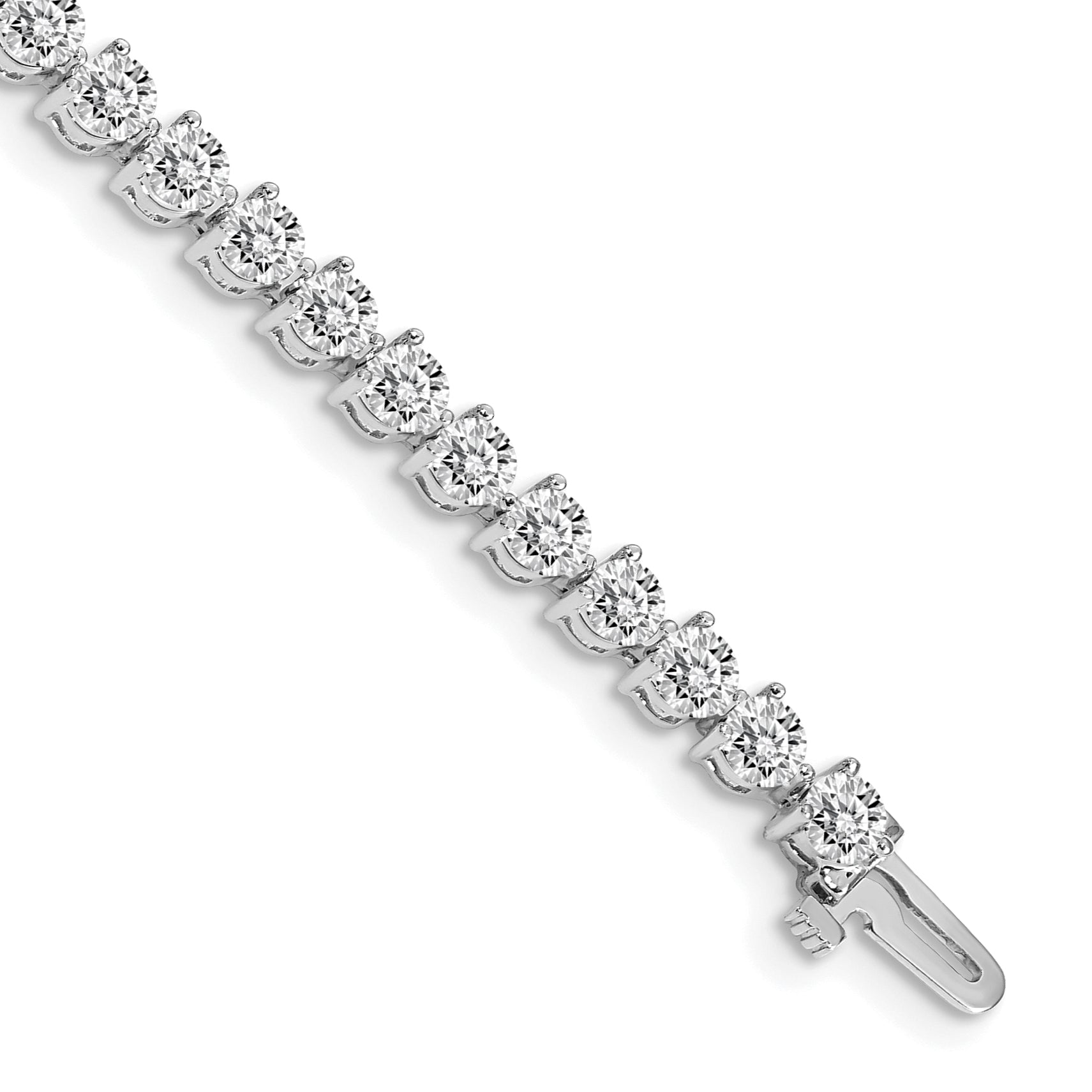 14k White Gold Complete 7 carat Round AA Diamond 3-prong 7 inch Tennis Bracelet X2842WAA