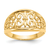 14K Fleur-De-Lis Tapered Filigree Ring K4606