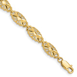 14K Polished 7mm Diamond-Cut Filigree Ovals 7 inch Bracelet FB1537