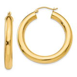 14k 5x35mm Polished Tube Hoop Earrings T959