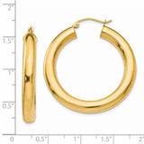 14k 5x35mm Polished Tube Hoop Earrings T959