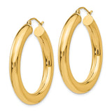 14k 5x35mm Polished Tube Hoop Earrings T959