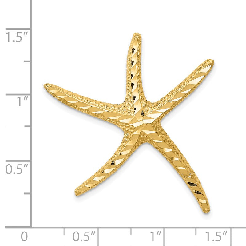 14k Large Textured Diamond-cut Starfish Omega Slide K6068