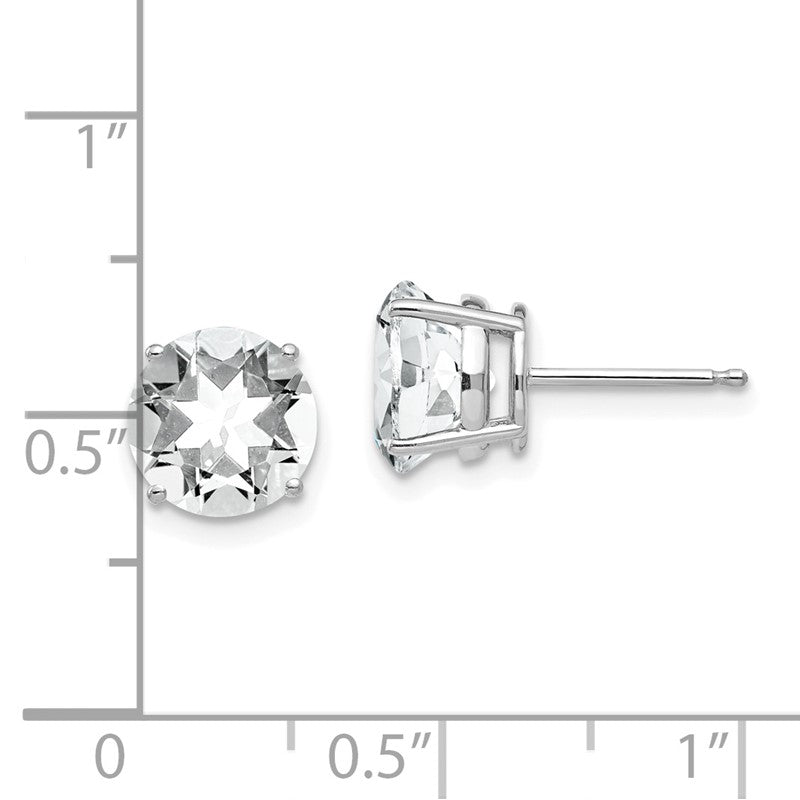 14k White Gold 8mm Round Cubic Zirconia Post Earrings XE75WCZ