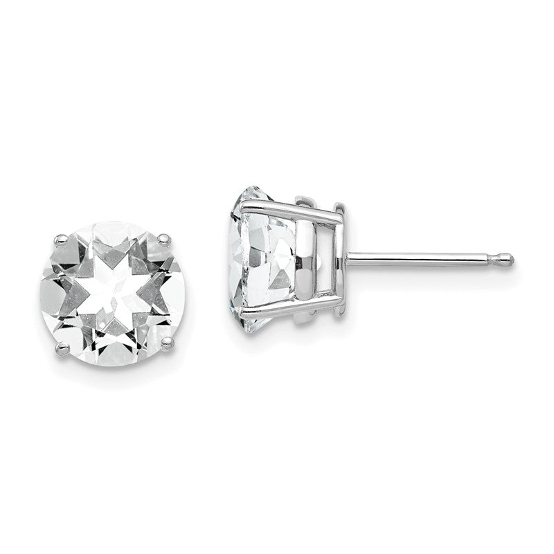 14k White Gold 8mm Round Cubic Zirconia Post Earrings XE75WCZ