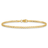 14K 10 inch 2.2mm Flat Beveled Curb with Lobster Clasp Anket FBU060