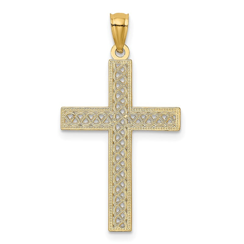 14k Diamond-cut Filigree Cross Pendant REL71