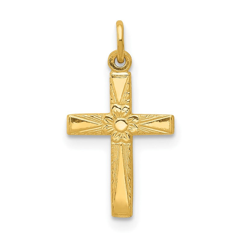 14k Floral Cross Charm XR193