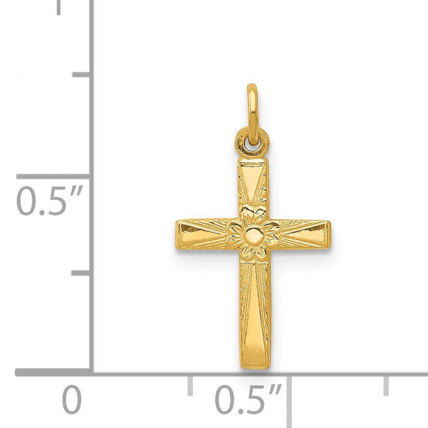 14k Floral Cross Charm XR193