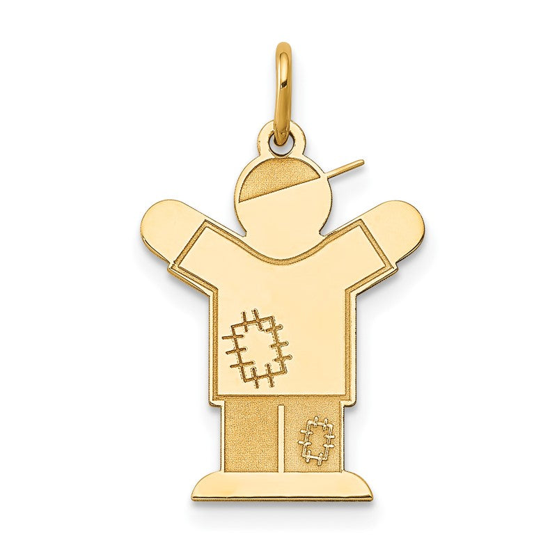 14k The Kids Small Patches Boy Engravable Love Charm XK1126Y