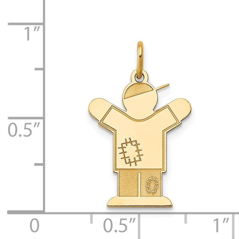 14k The Kids Small Patches Boy Engravable Love Charm XK1126Y