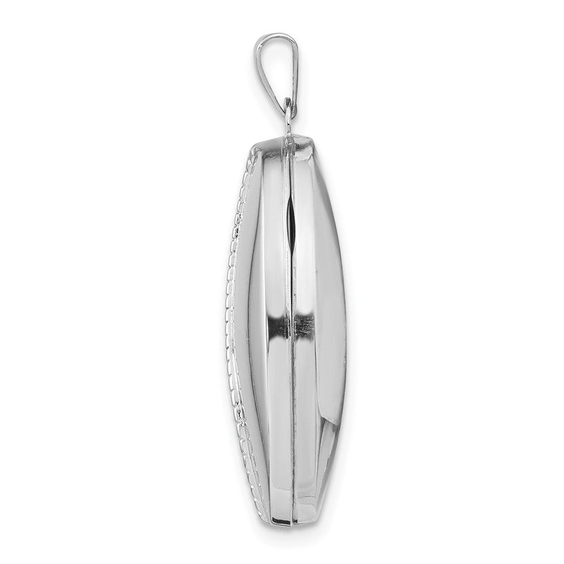 14k White Gold Fancy Half Swirl Design 26mm Oval Locket XL624