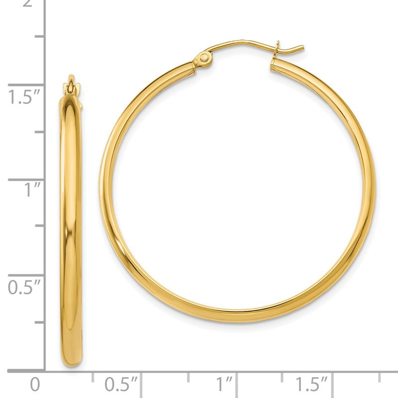 14k 2.75x35mm Polished Tube Hoop Earrings TA235