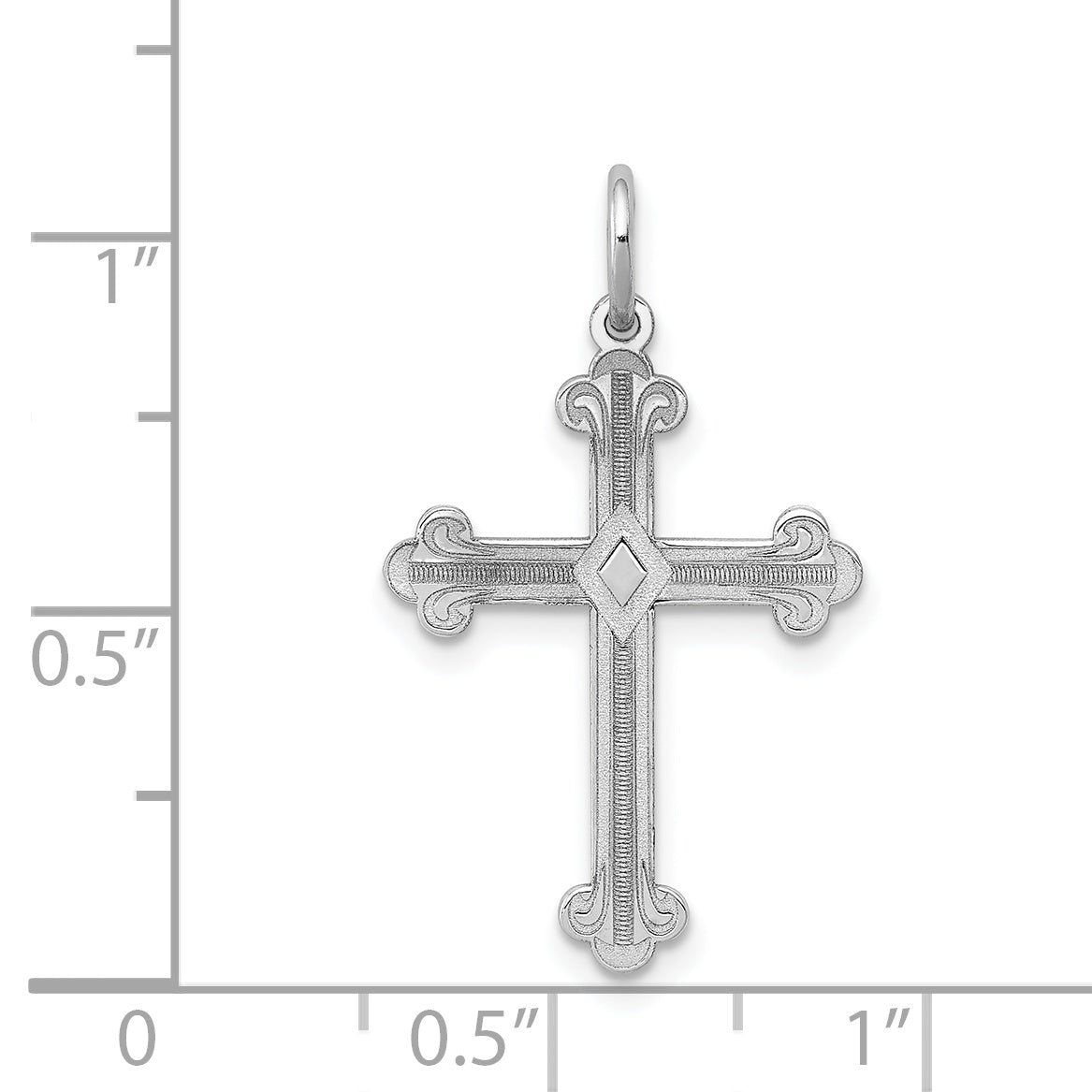 14K White Gold Laser Designed Cross Pendant XR973