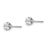 Inverness 14k White Gold 5mm Square CZ Post Piercing Earrings 139E