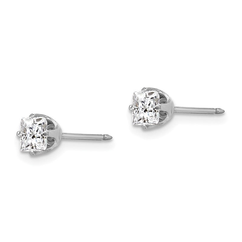 Inverness 14k White Gold 5mm Square CZ Post Piercing Earrings 139E