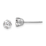 Inverness 14k White Gold 5mm Square CZ Post Piercing Earrings 139E