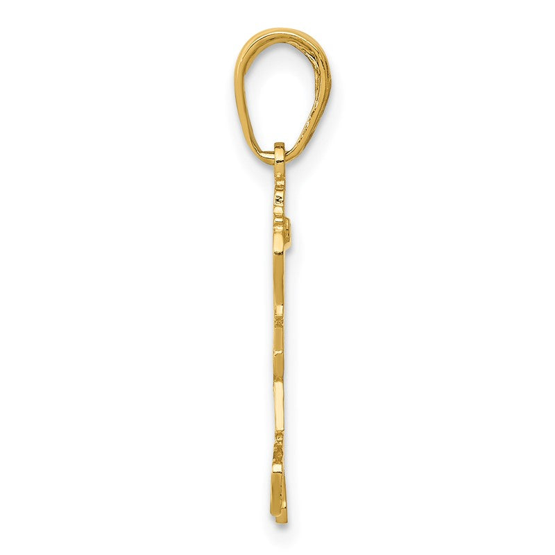 14K Little Girl Walking with Flowers Pendant D3993
