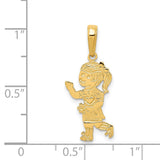 14K Little Girl Walking with Flowers Pendant D3993