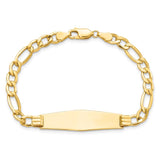 14k Polished Semi-Solid Chain/Solid Plate Figaro Link Soft Diamond Shape 34x10mm Plate 7 inch ID Bracelet DCID135C