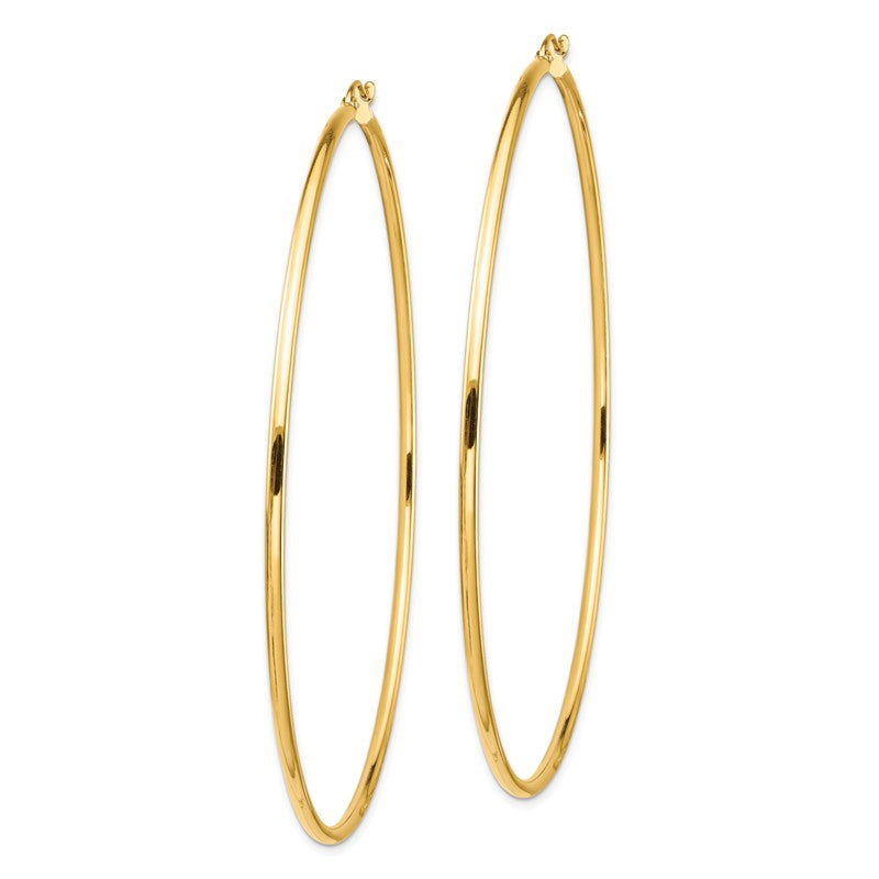 14k 2x80mm Polished Round Tube Hoop Earrings T1157