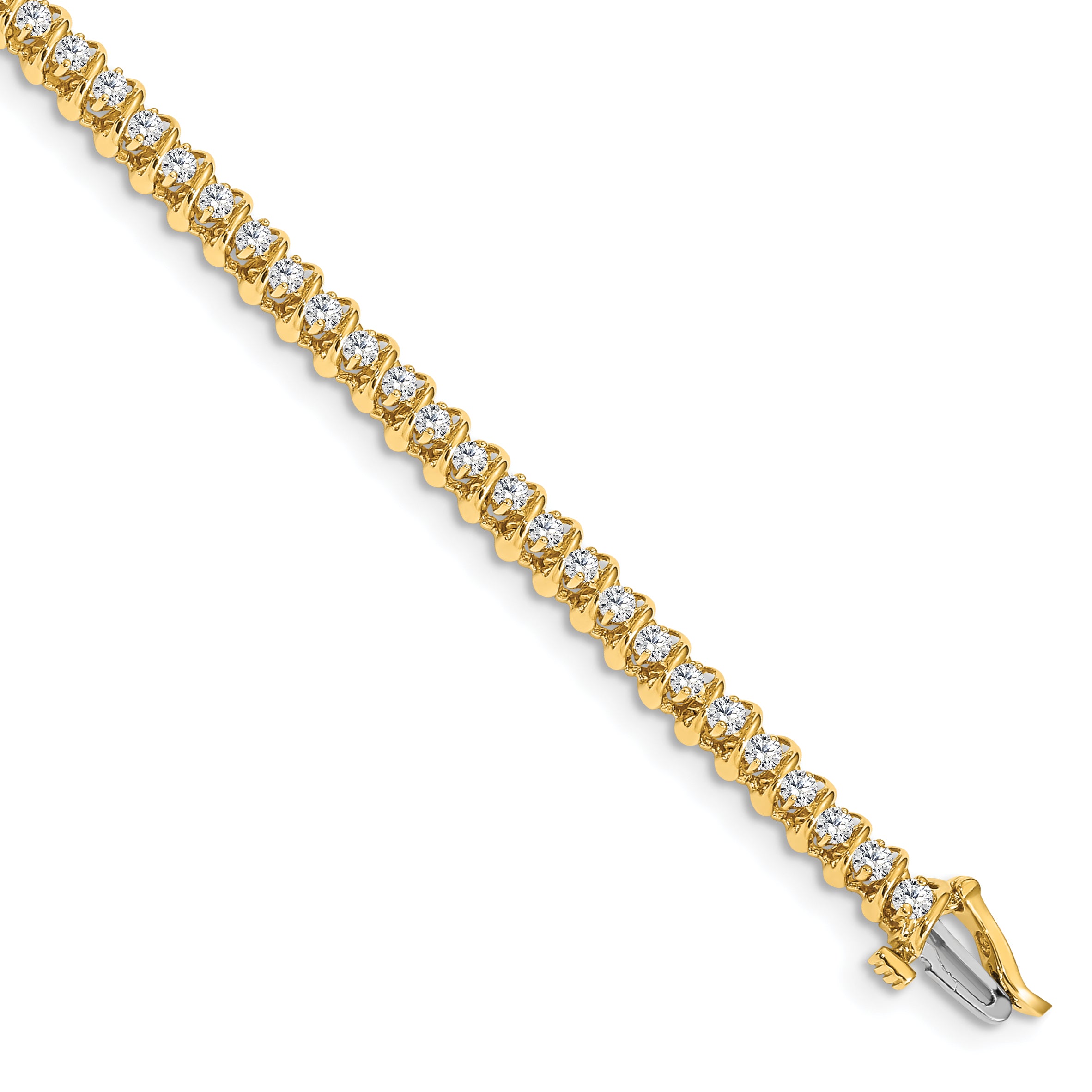 14k Complete 0.93 carat Round A Diamond Fancy Spiral 7 inch Tennis Bracelet X2000A