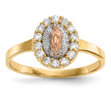 14k Two-tone with White Rhodium CZ Our Lady of Guadalupe Ring R579
