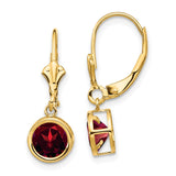 14k 6mm Round Garnet Bezel Leverback Dangle Earrings XLB101GA