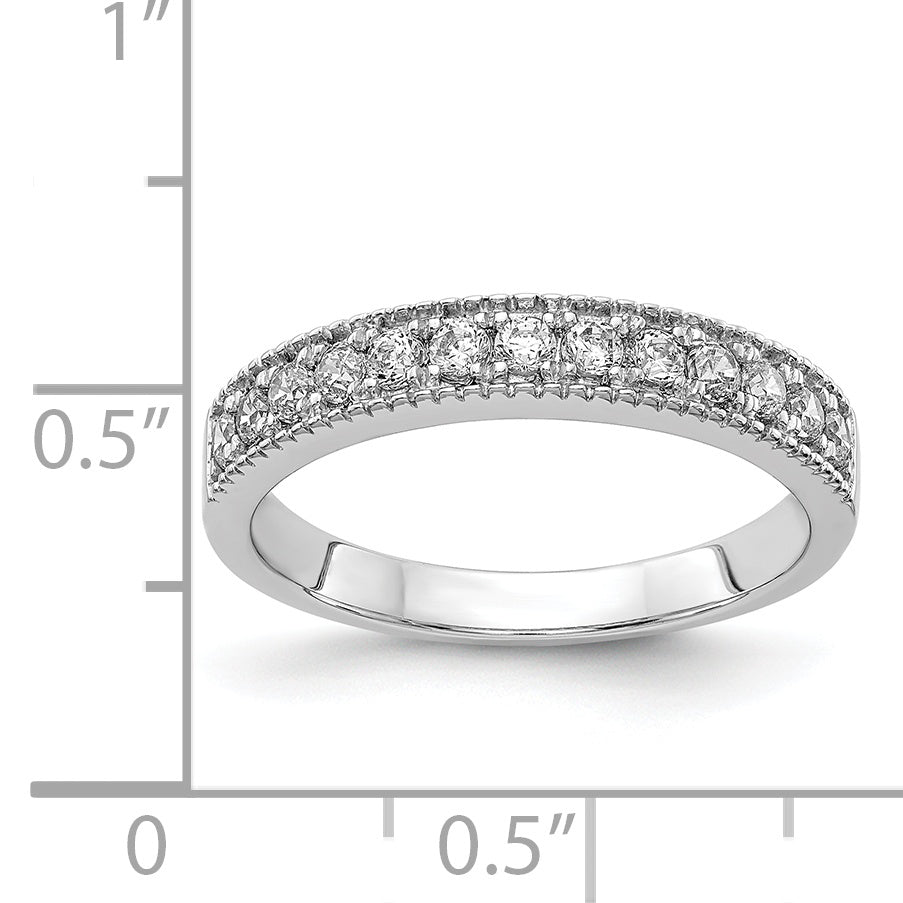 14k White Gold 3mm 3/8 carat Diamond Beaded Edge Band RM5628