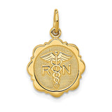 14k RN Registered Nurse Textured Back Disc Charm C1784