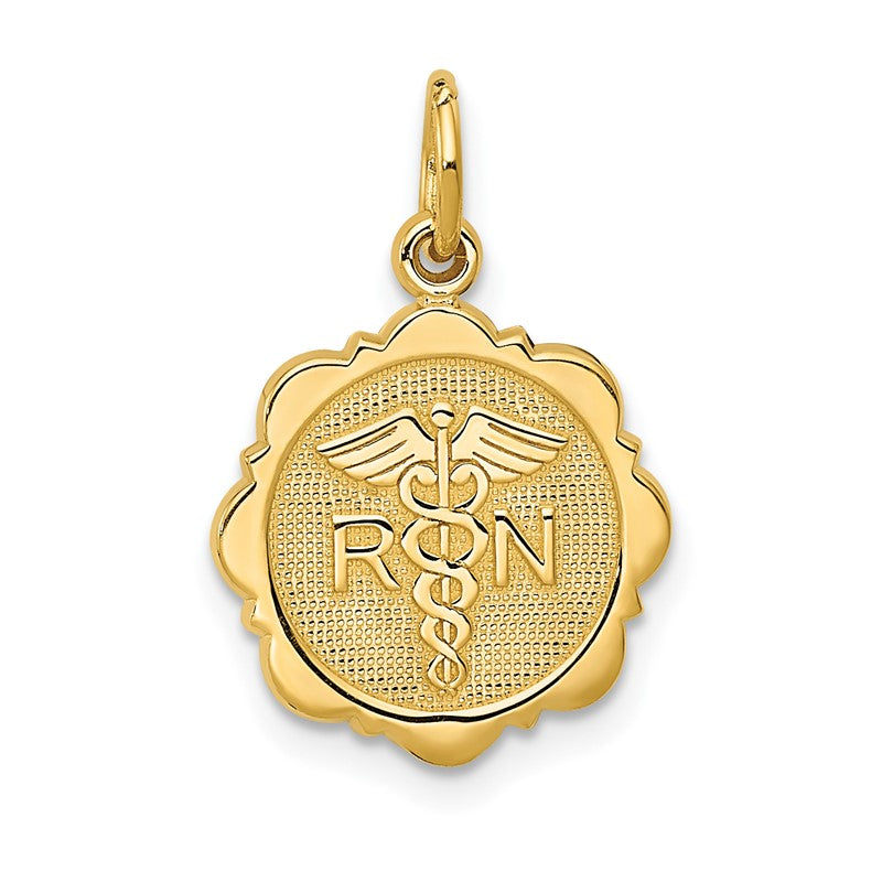 14k RN Registered Nurse Textured Back Disc Charm C1784